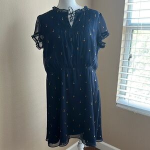 Tommy Hilfiger Navy Blue Floral Chiffon Dress